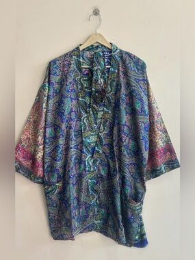 New Recycled Saree Silky Kimono OS